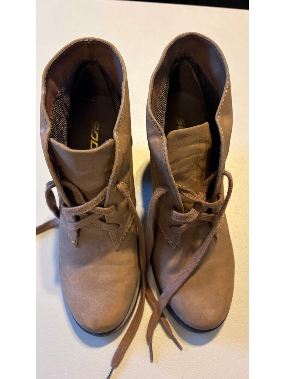 Soda Women's Brown Lace-Up Ankle Boots Size 8